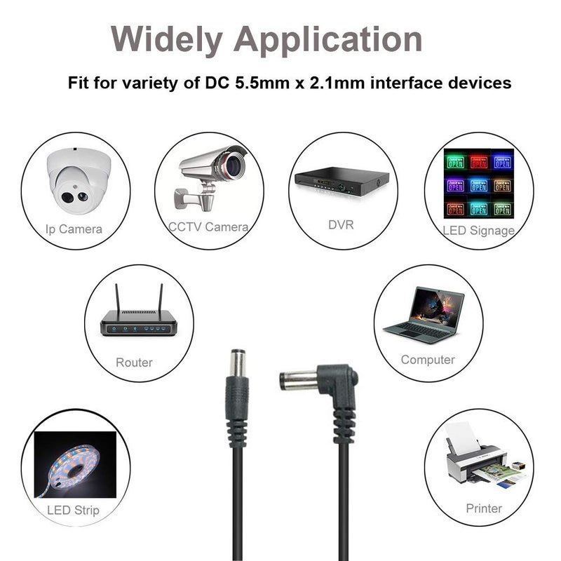 AlloverPower 4-Pack DC Male to Male Cable 5.5mm X 2.1mm Connector Plug Patch Wire Adapter Extension Cord for Strip Light, DVR CCTV Surveillance Security Camera, Audio Recording, Car, Monitor 2Ft - Image 2